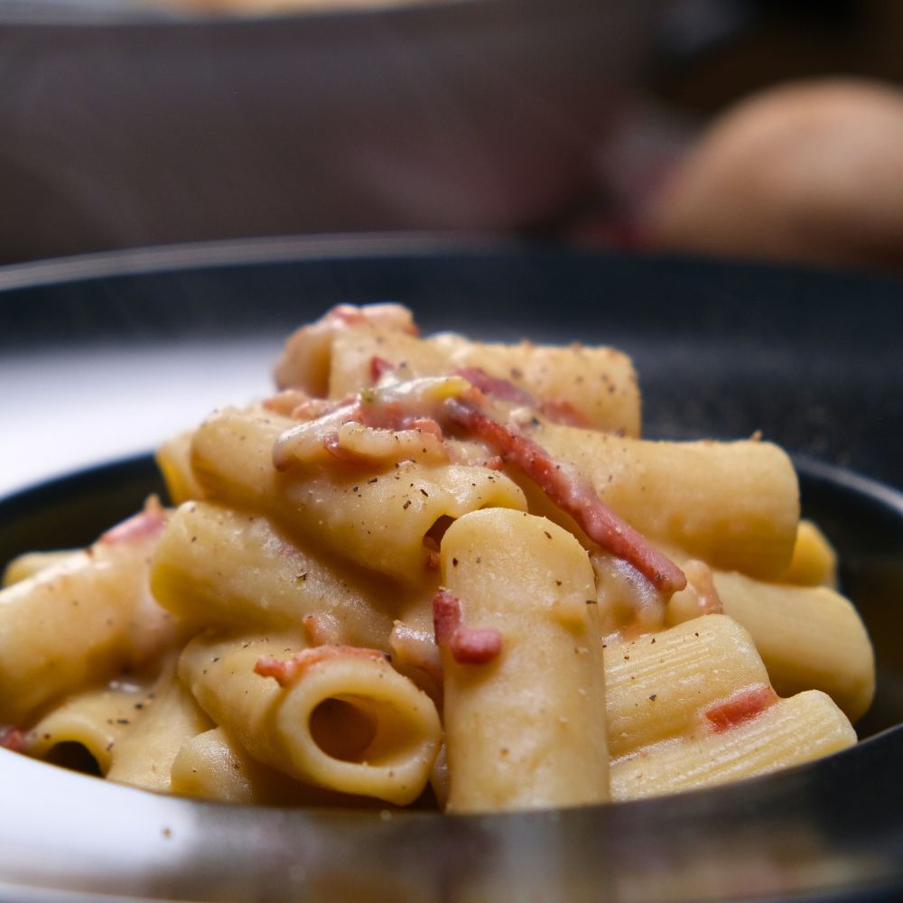 pasta con crema di patate e speck
