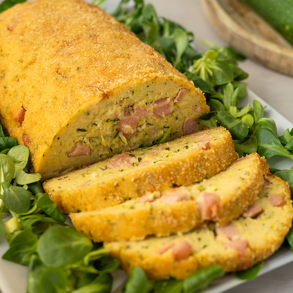 polpettone di zucchine con cubetti di cotto